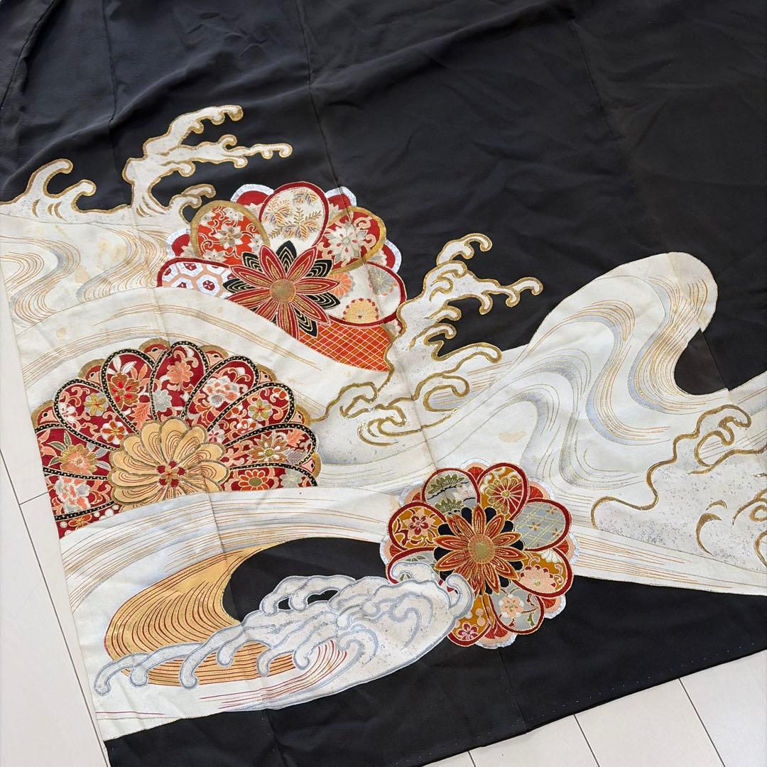 カ*キ様 ■S29■落款　正絹　黒留袖 12点セット■まとめ売り　美品～リメイク