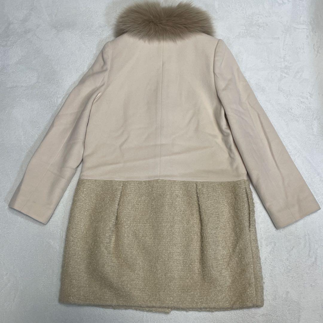 新品タグ付 リランドチュール ビジュー付 FOXファー コート M 定価5万