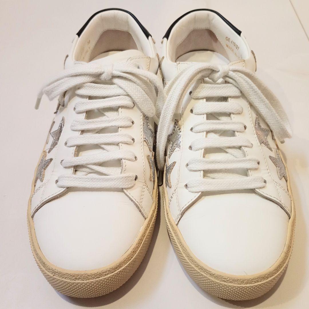 【美品】サンローラン　スニーカー　ローカット　ホワイトレザー　星　419197