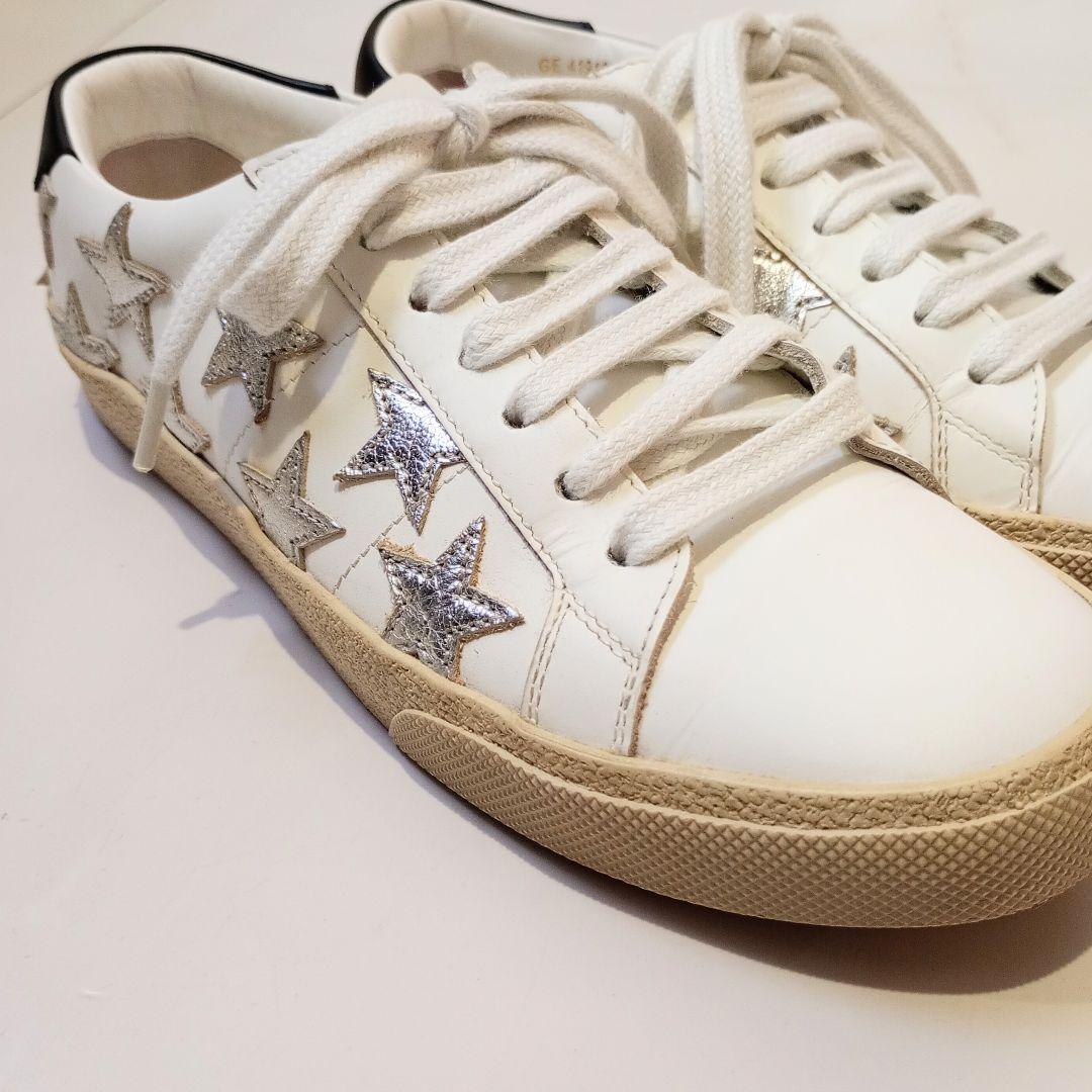 【美品】サンローラン　スニーカー　ローカット　ホワイトレザー　星　419197