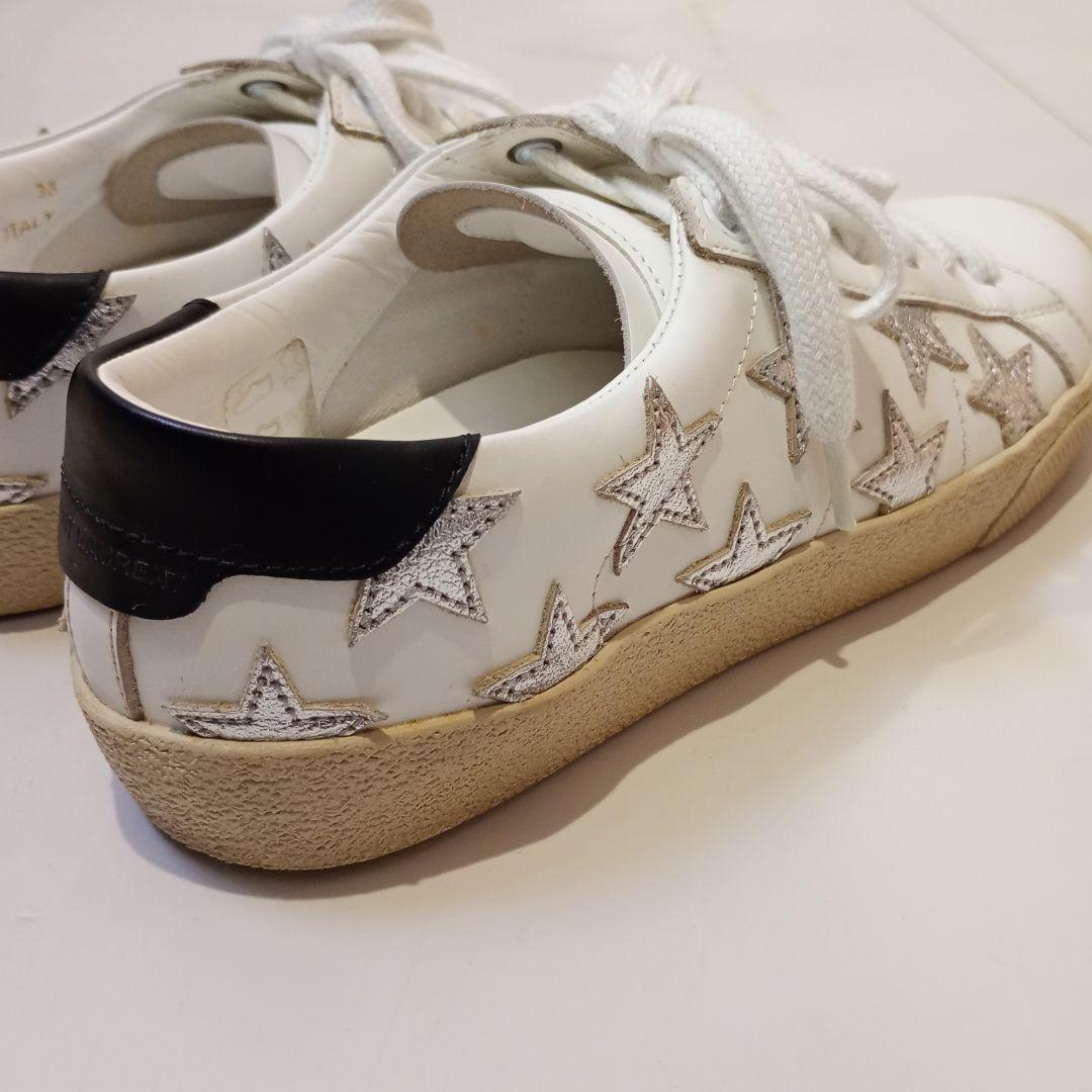 【美品】サンローラン　スニーカー　ローカット　ホワイトレザー　星　419197