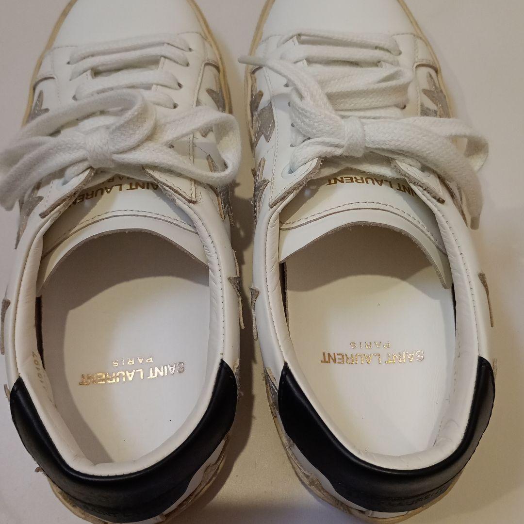 【美品】サンローラン　スニーカー　ローカット　ホワイトレザー　星　419197