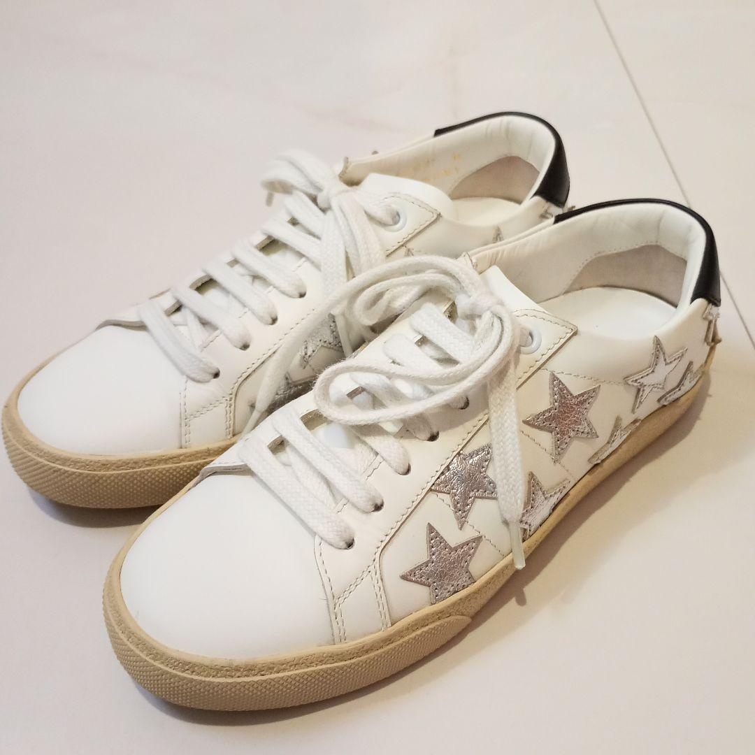 【美品】サンローラン　スニーカー　ローカット　ホワイトレザー　星　419197