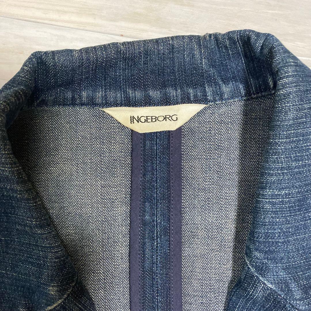 美品 インゲボルグ 豪華なリボンモチーフの衿飾り ジャケット デニム Lサイズ