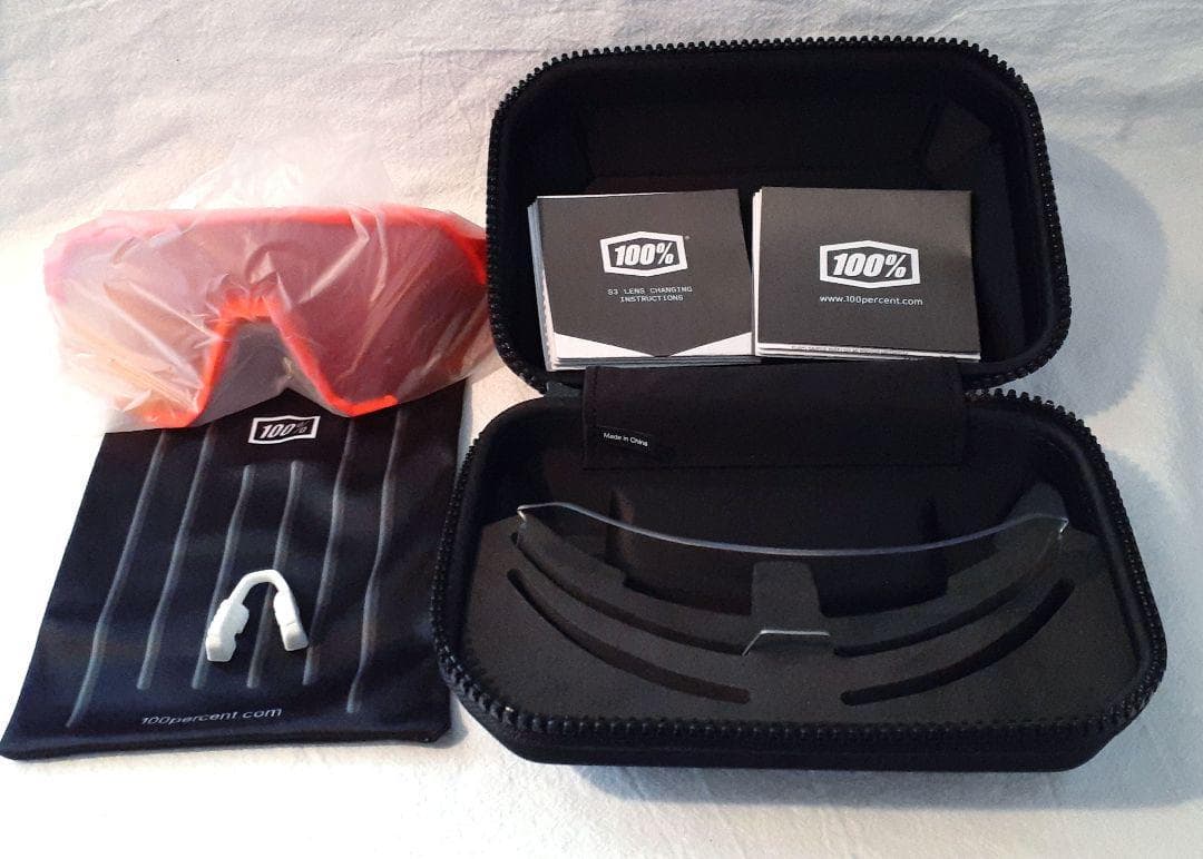 100% S3 ネオンオレンジ レッドミラーレンズ ワンハンドレッド サングラス