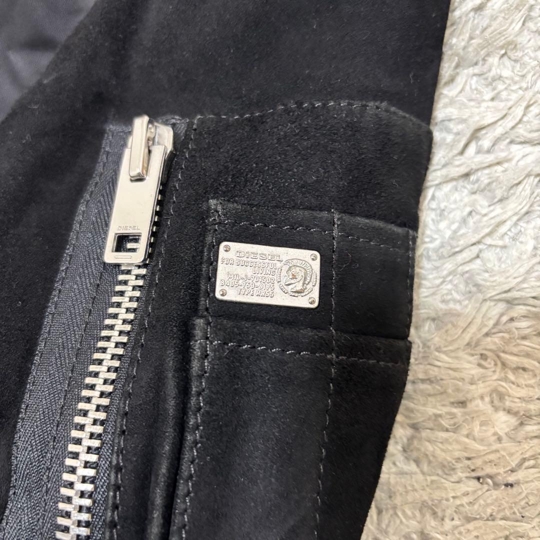 ディーゼル　DIESEL MA-1 切替ボンバージャケット 革　ブラック　S