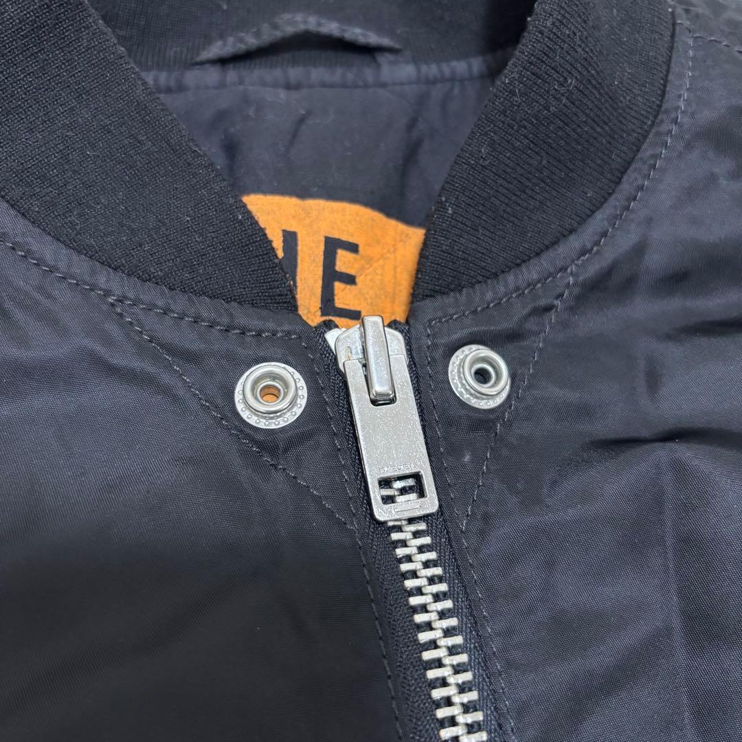 ディーゼル　DIESEL MA-1 切替ボンバージャケット 革　ブラック　S