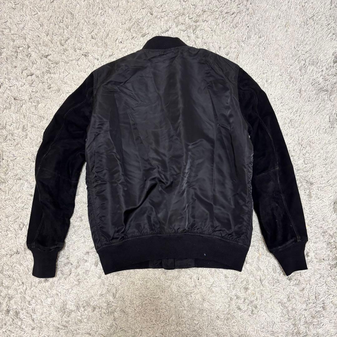 ディーゼル　DIESEL MA-1 切替ボンバージャケット 革　ブラック　S