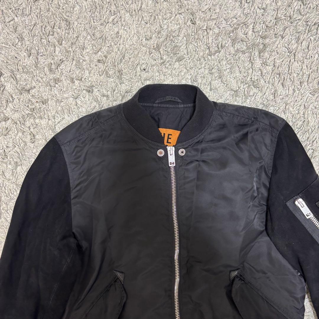 ディーゼル　DIESEL MA-1 切替ボンバージャケット 革　ブラック　S