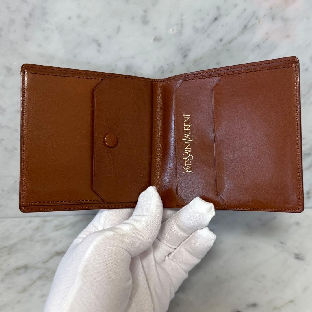 美品 Yves Saint Laurent イヴサンローラン 二つ折り財布 本革