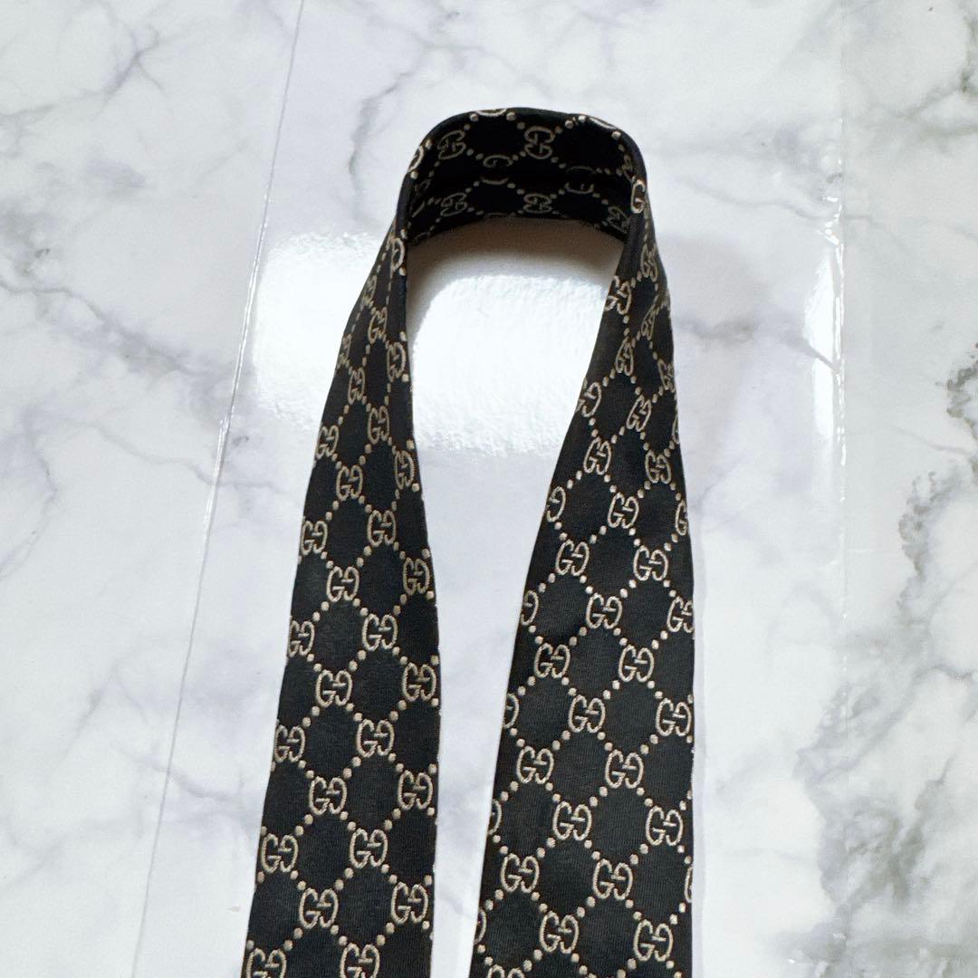 GUCCI ネクタイ　gg柄　ブラック　シルク