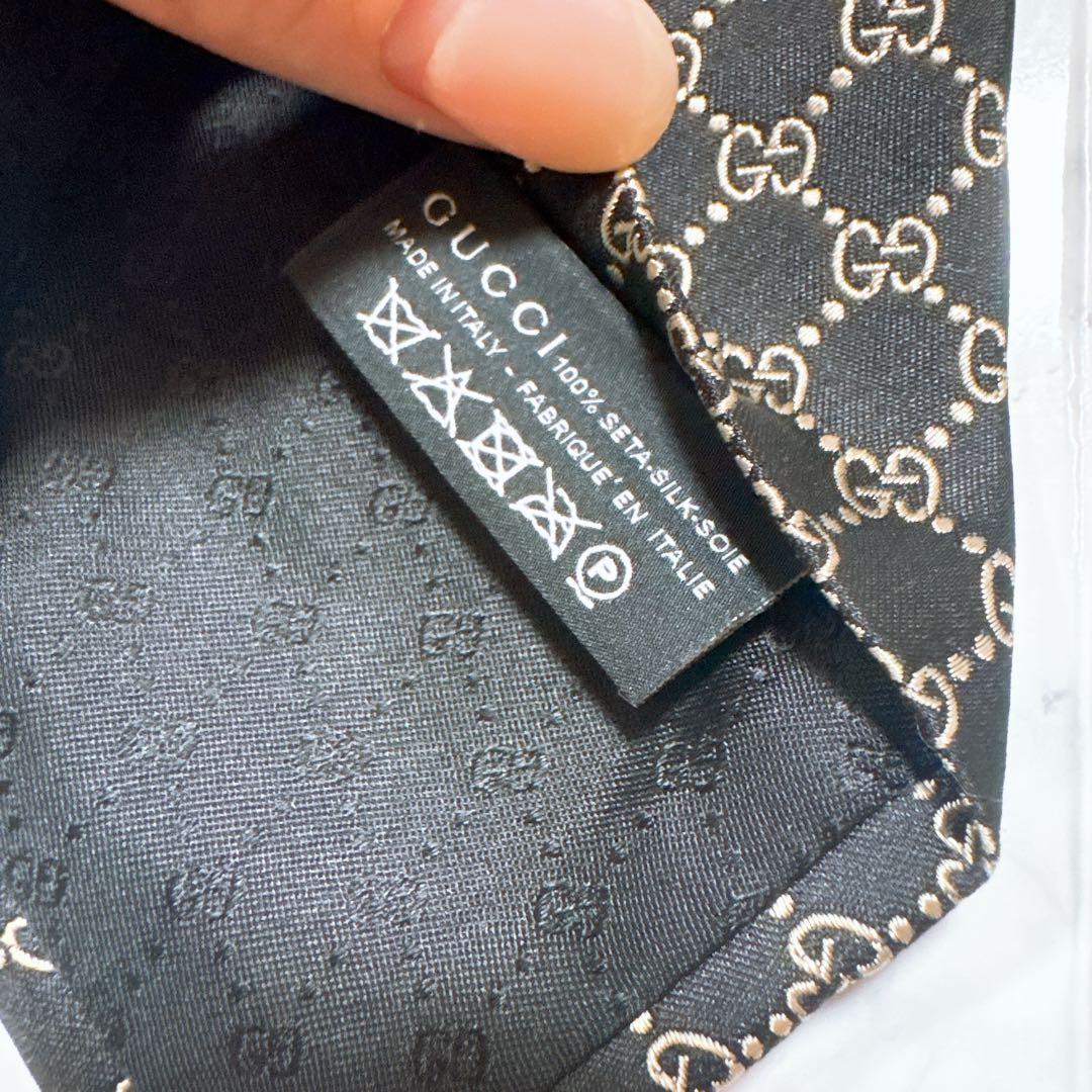 GUCCI ネクタイ　gg柄　ブラック　シルク
