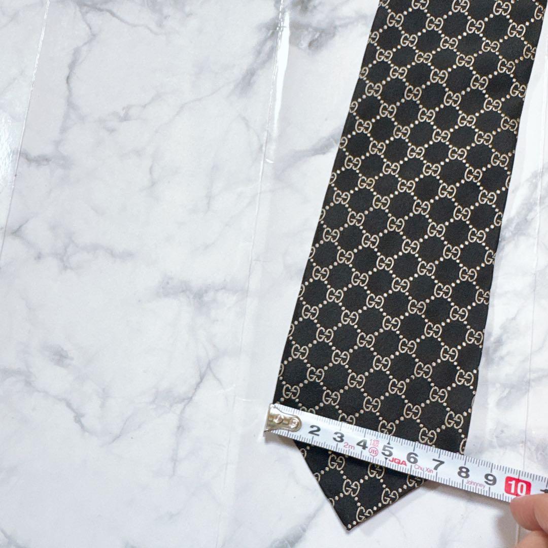 GUCCI ネクタイ　gg柄　ブラック　シルク