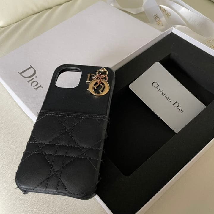 Dior iPhoneケース 12/12pro ラムスキン ブラック