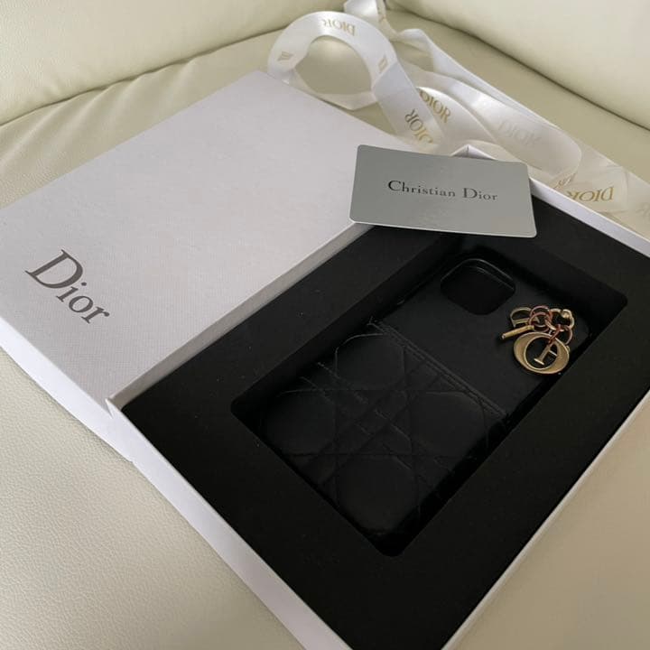 Dior iPhoneケース 12/12pro ラムスキン ブラック