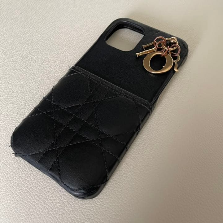 Dior iPhoneケース 12/12pro ラムスキン ブラック