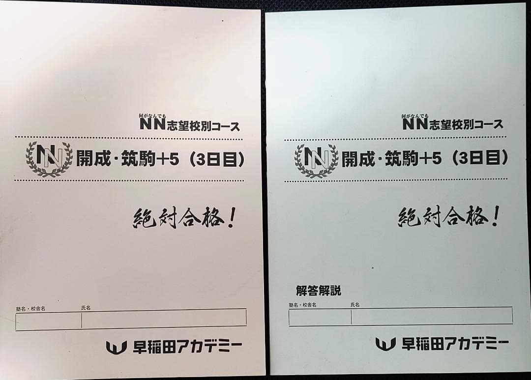 早稲田アカデミー NN志望校別コース 開成・筑駒＋５ 絶対合格！ 全３日分