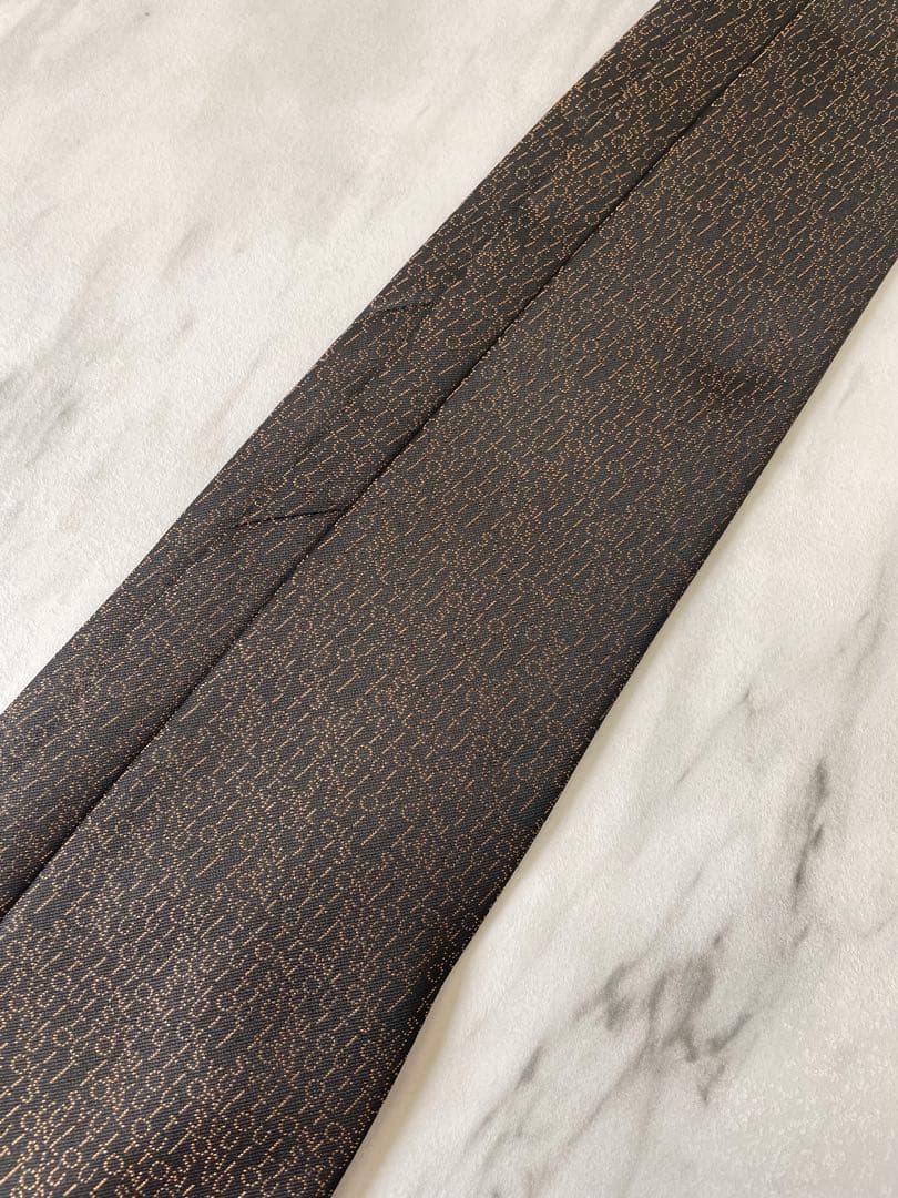 【極美品】ルイヴィトン ネクタイ モノグラム総柄 ブラウン シルク 高級