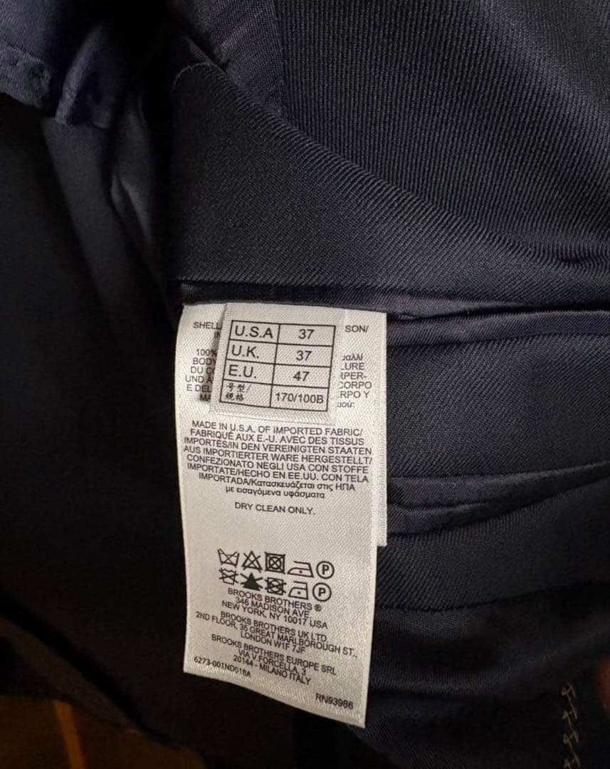 新品★超レア★ USA製BROOKS BROTHERS 紺ブレザー　37
