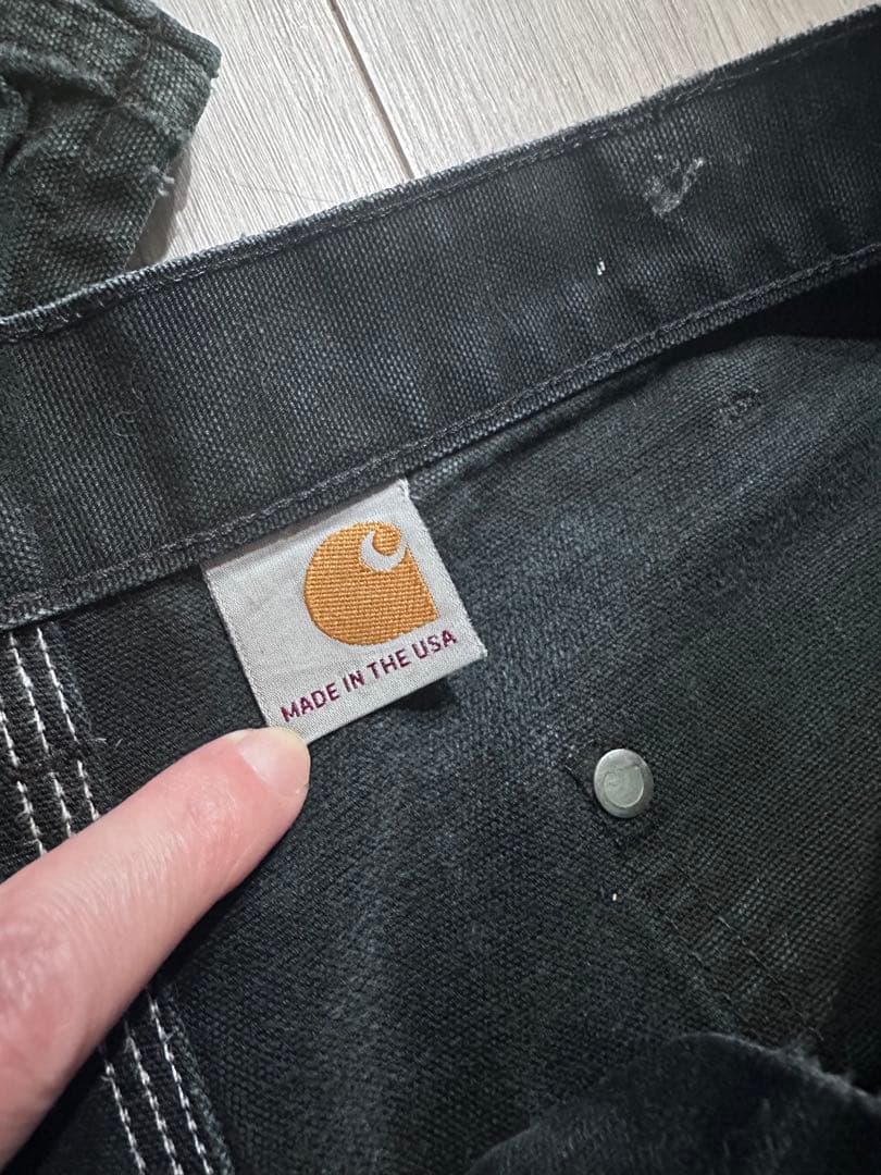 Carhartt ダブルニー ペンキ W36×30 USA製 ブラック