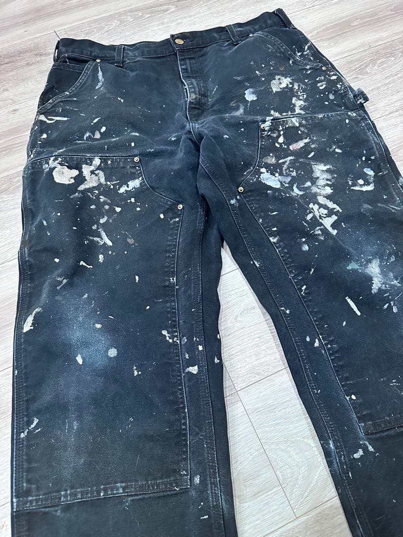 Carhartt ダブルニー ペンキ W36×30 USA製 ブラック