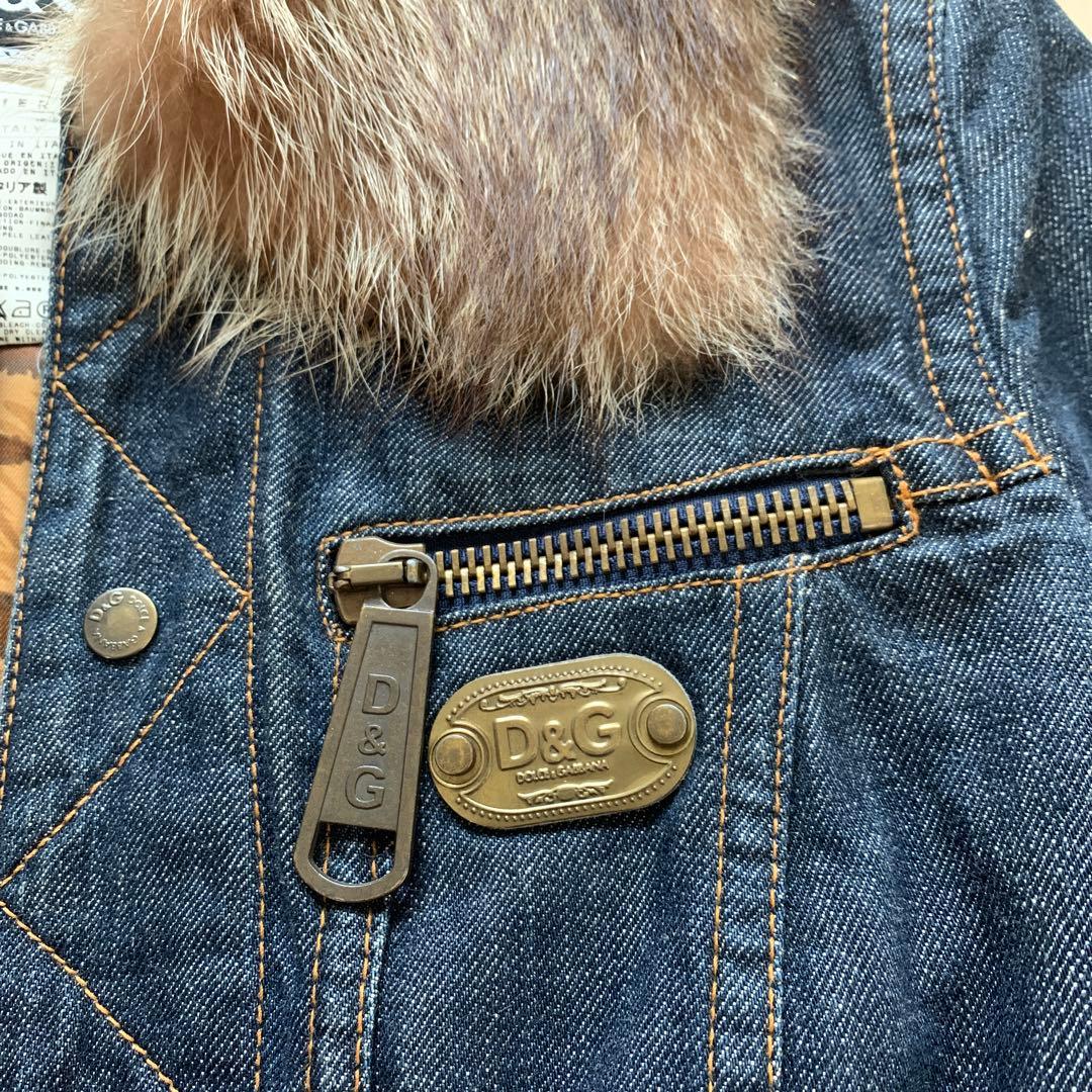 D&G デニムジャケット XS ダークブルー ファー付き