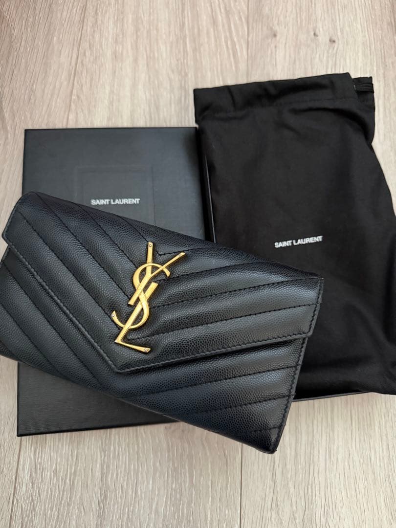 AINT LAURENT ブラックレザー 長財布