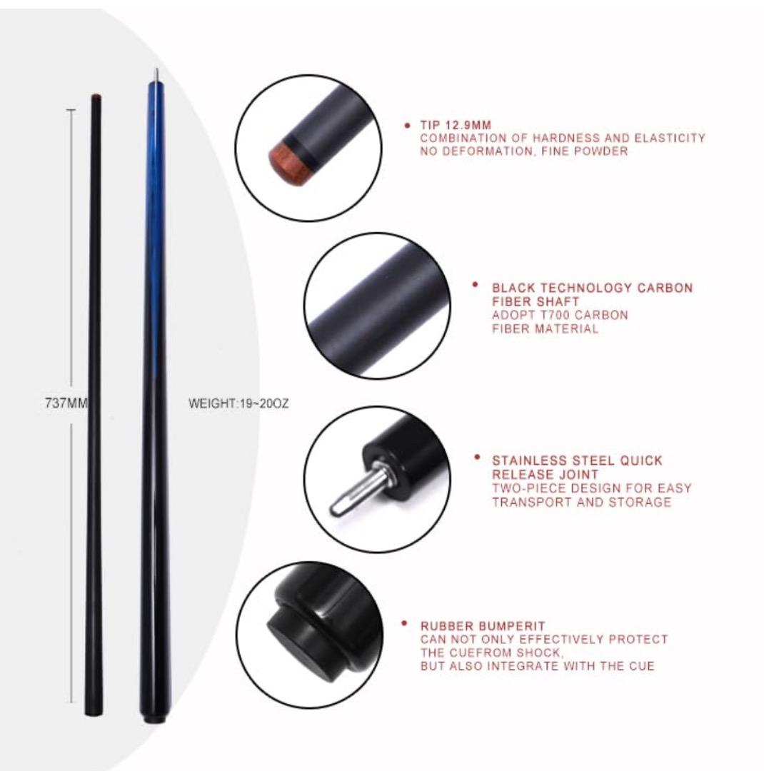 新品未使用 KHEALING ビリヤード キュー カーボン ブルー/ブラック