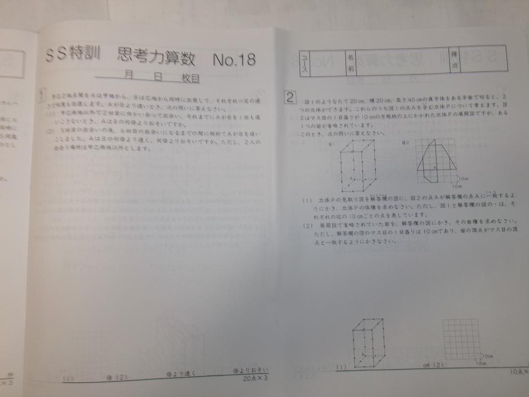サピックス＊SS特訓＊６年 算数＊思考力講座 １４回完全版／テキスト＋実力テスト