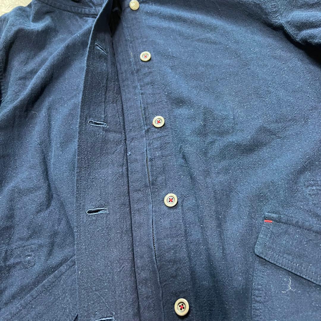 kasurira カスリラ 藍染め フード付き ジャケット ブルゾン ストライプ