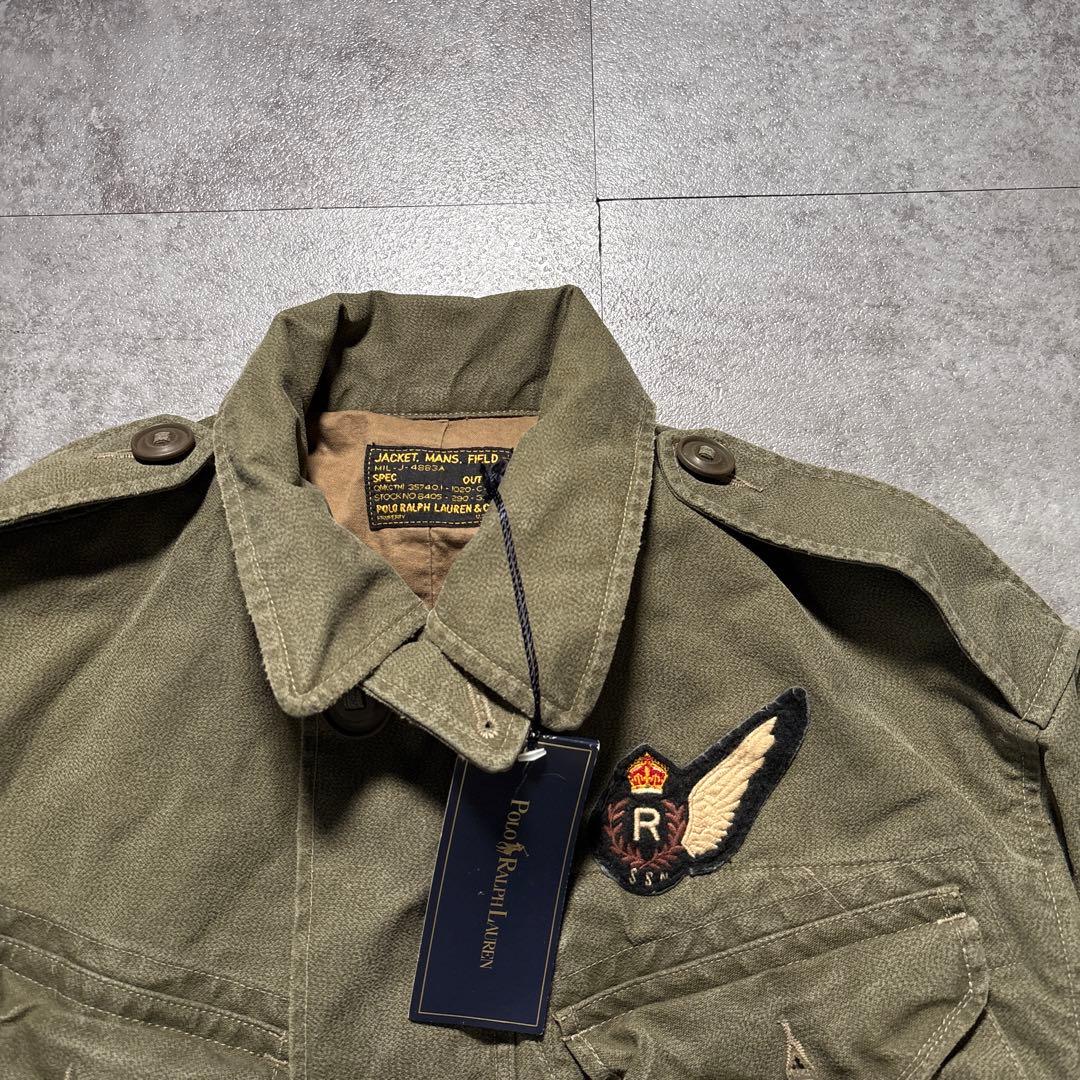 名作　ラルフローレン　コンバットジャケットミリタリー M65 ごま塩 ワッペン