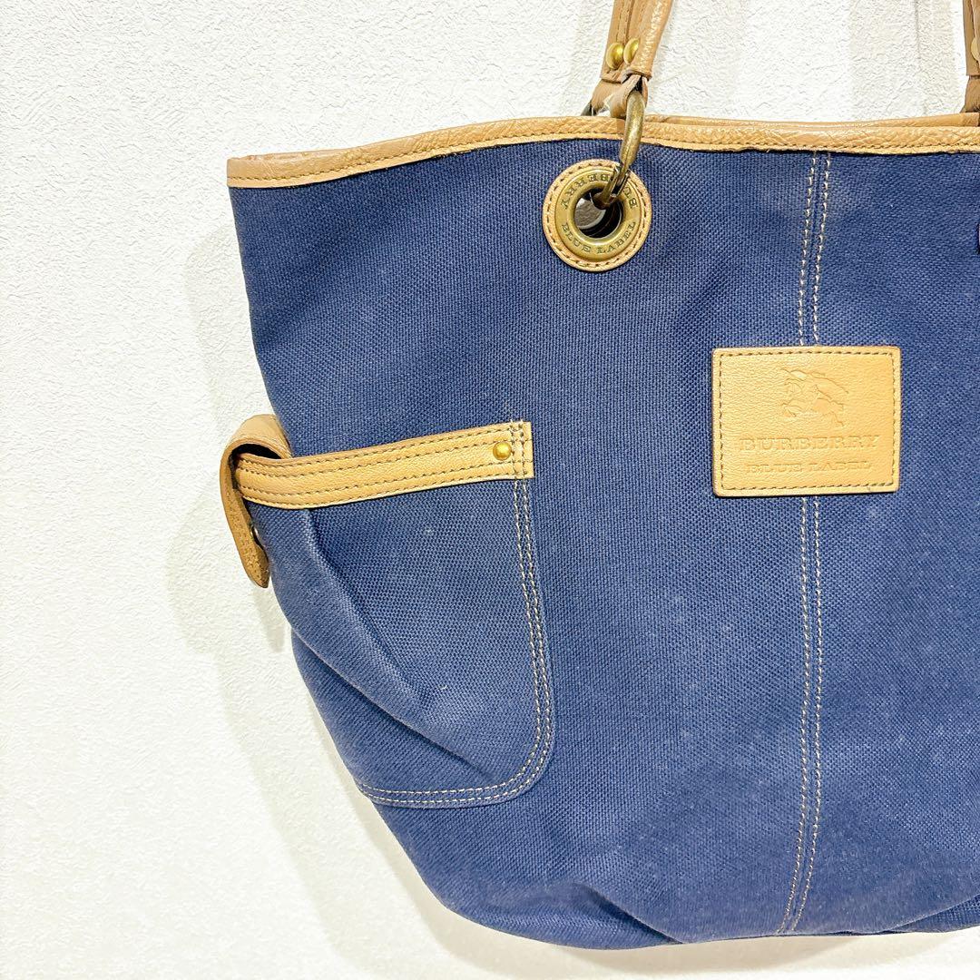 BURBERRY BLUE LABEL トートバッグ ネイビー キャンバス