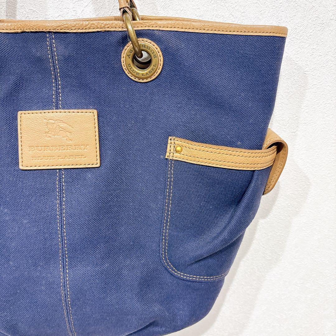 BURBERRY BLUE LABEL トートバッグ ネイビー キャンバス