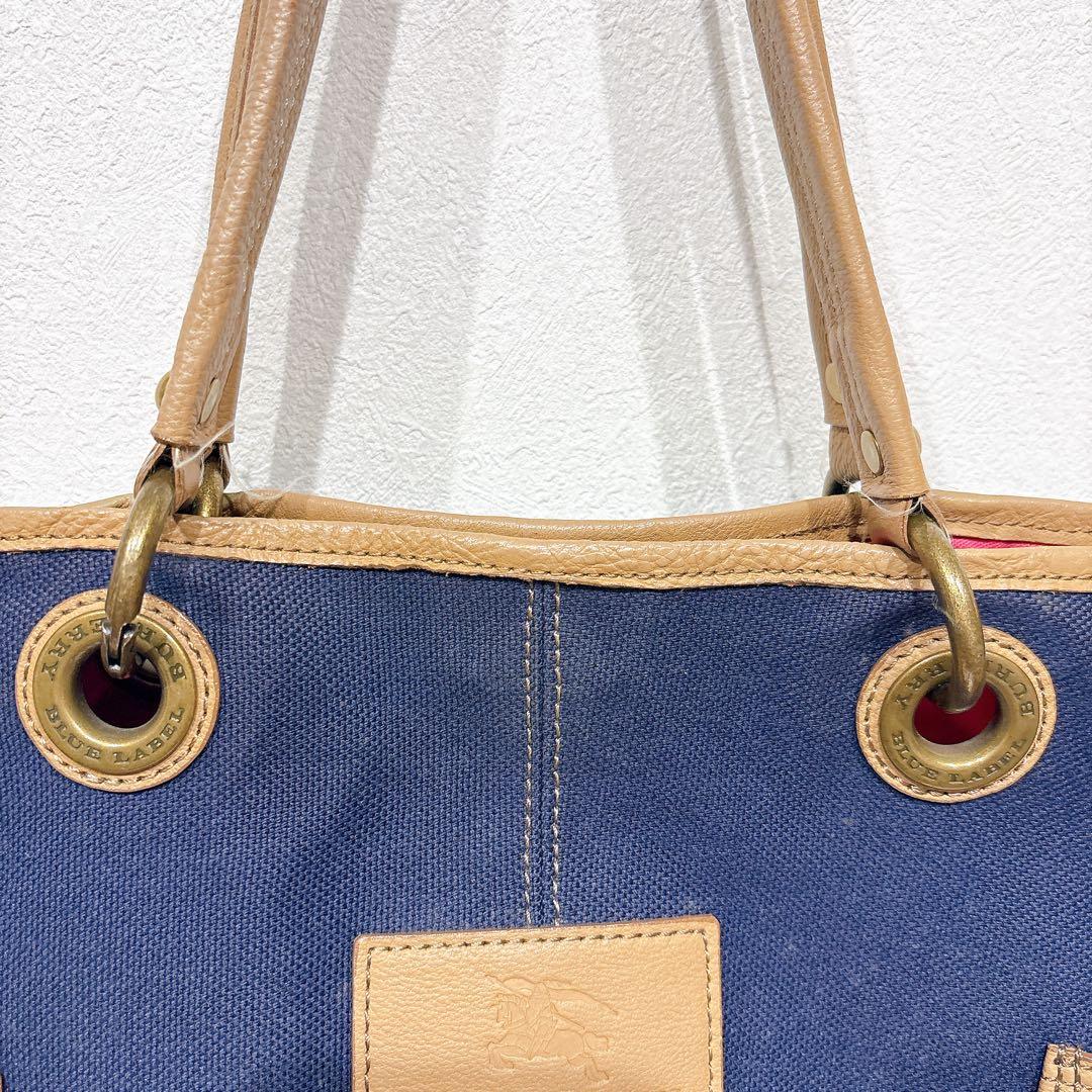 BURBERRY BLUE LABEL トートバッグ ネイビー キャンバス