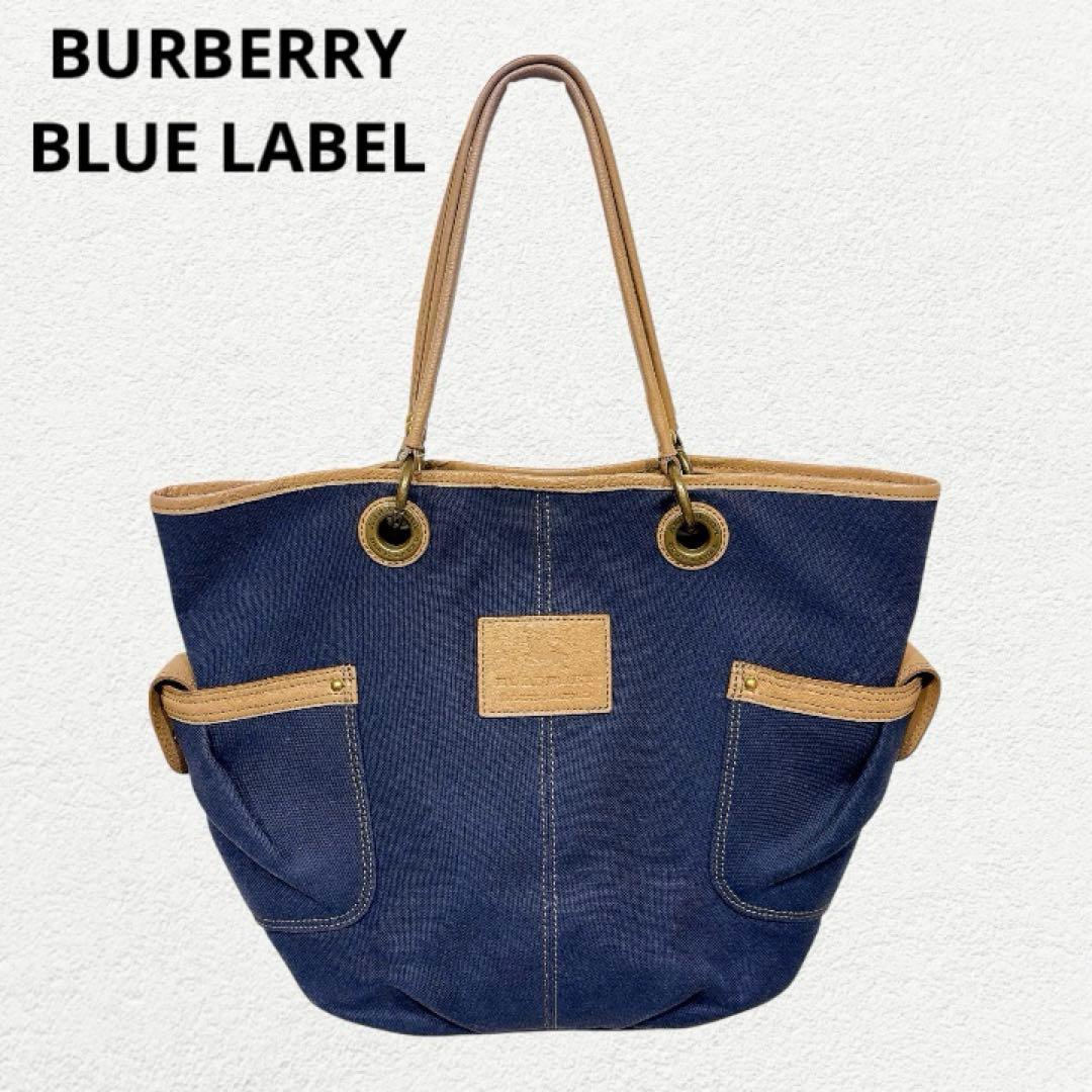 BURBERRY BLUE LABEL トートバッグ ネイビー キャンバス