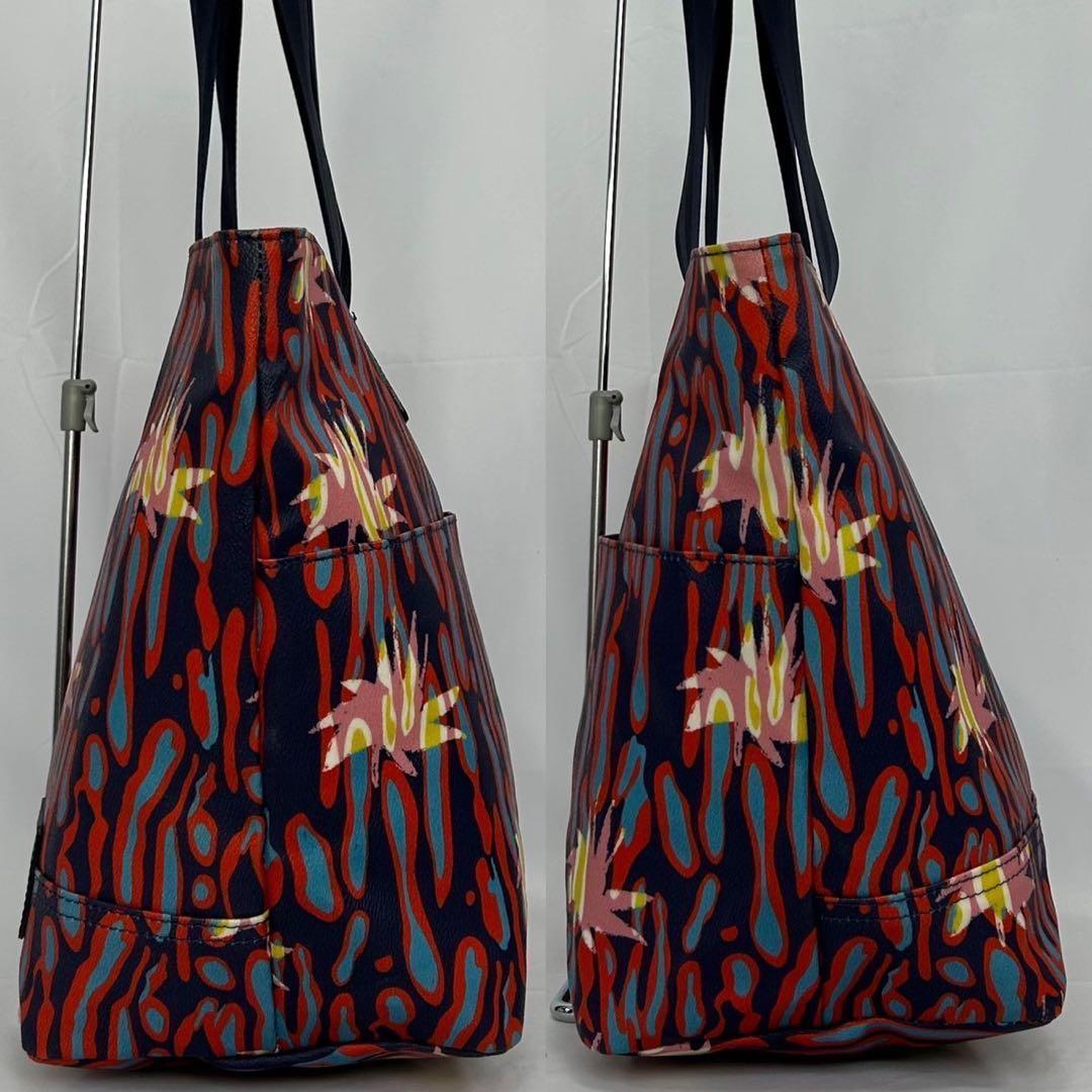 【未使用品級】ヴィヴィアンウエストウッド トートバッグ PVC オーブ 紺 総柄