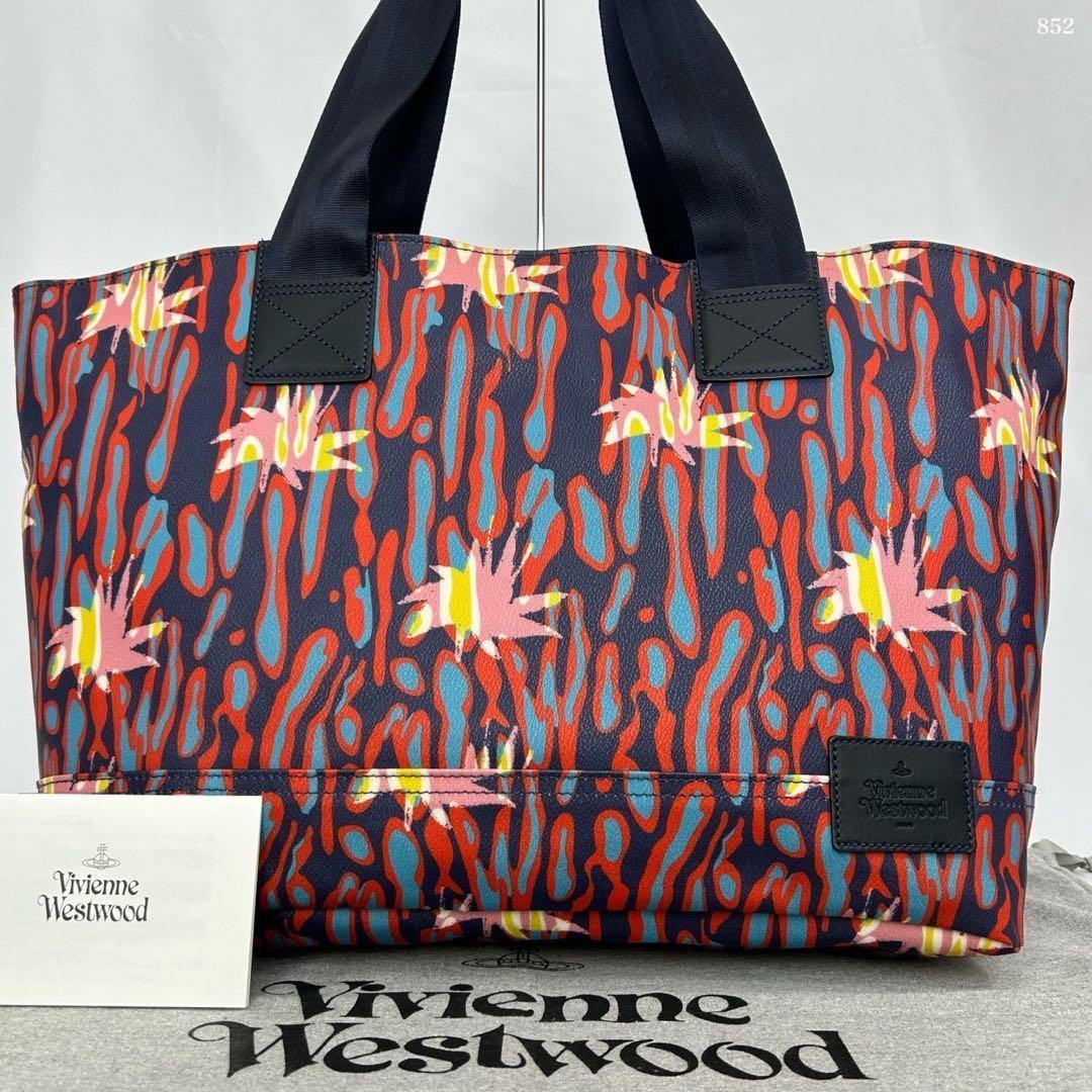 【未使用品級】ヴィヴィアンウエストウッド トートバッグ PVC オーブ 紺 総柄