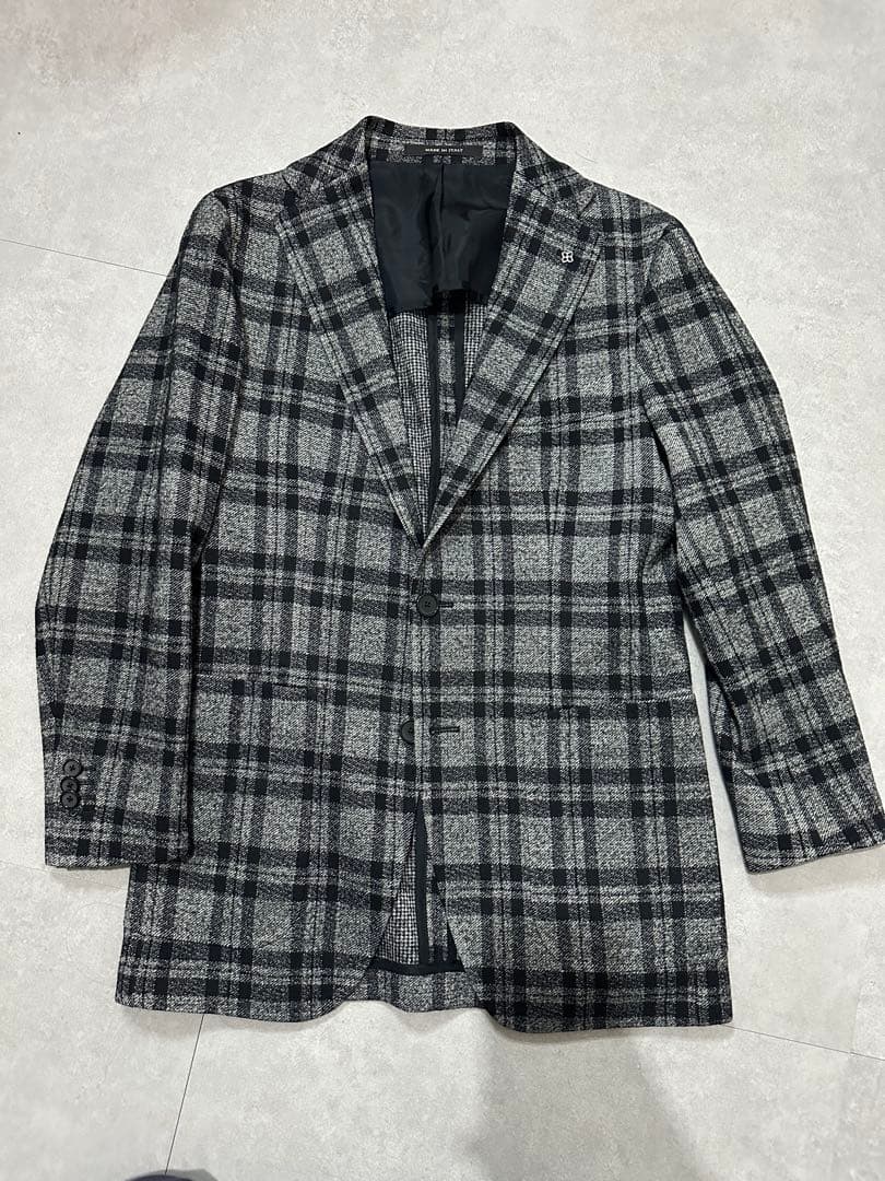 【美品】タリアトーレ　ブラックグレーチェックジャケット