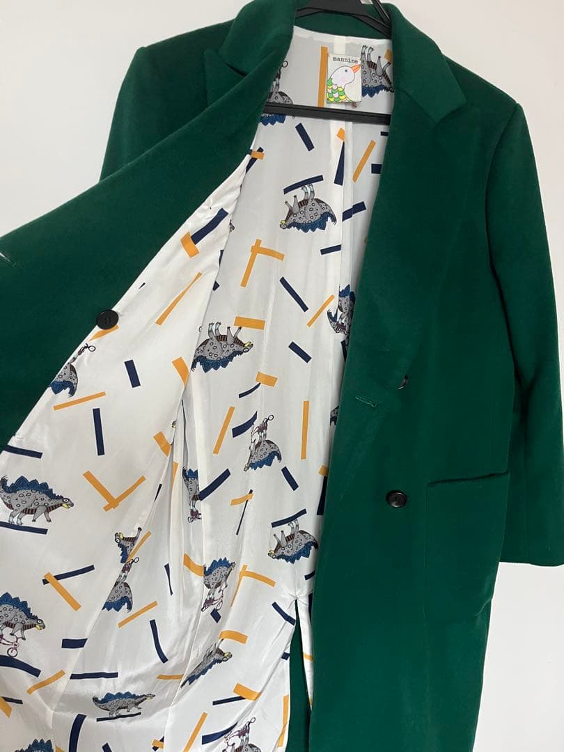 mannine マンナイン ウールコート　グリーン恐竜