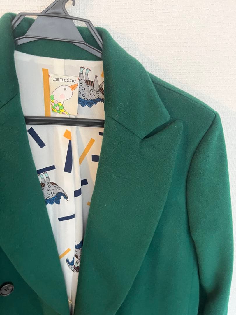 mannine マンナイン ウールコート　グリーン恐竜