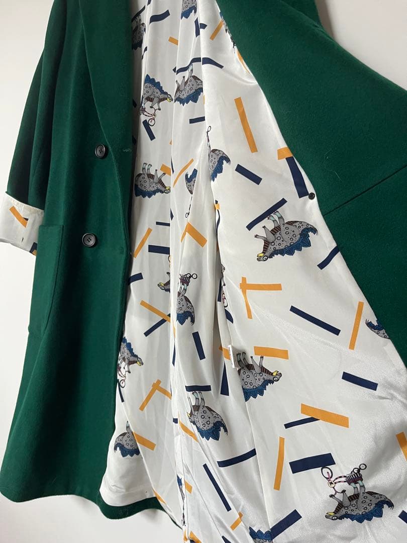 mannine マンナイン ウールコート　グリーン恐竜