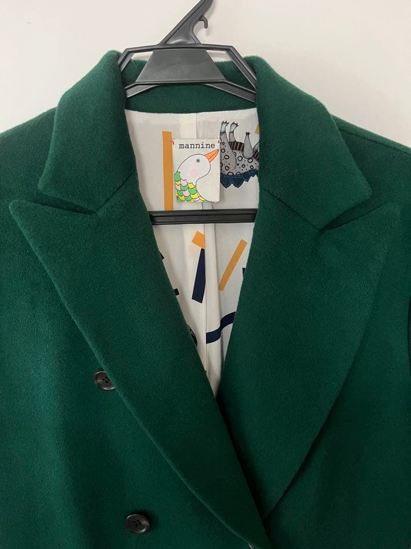 mannine マンナイン ウールコート　グリーン恐竜