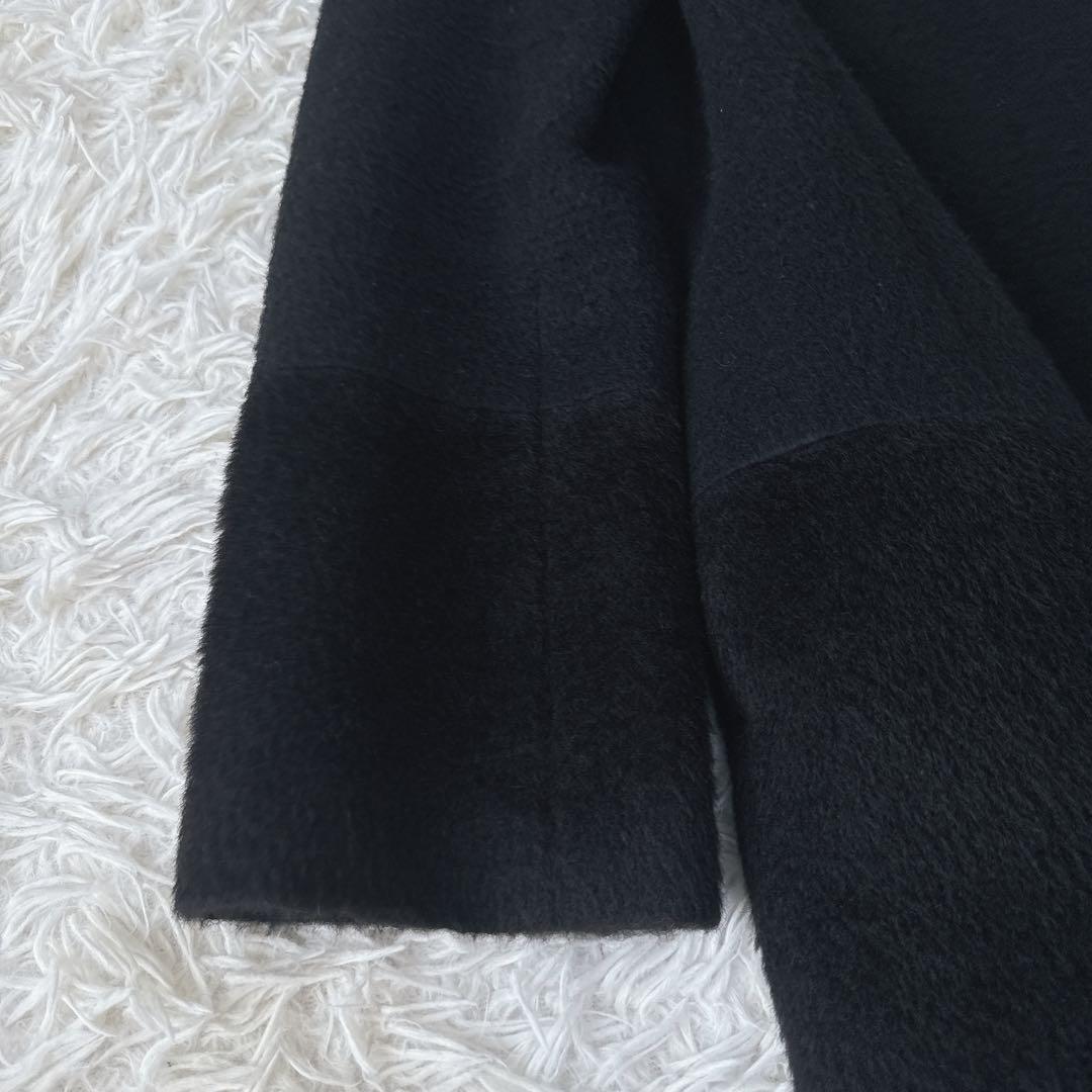 BALLSEY 38 黒色 ノーカラーコート ウール アルパカ アンゴラ