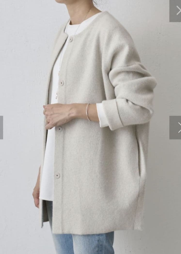 BEARDSLEY ビアズリー　洗えるニットコートアイボリー