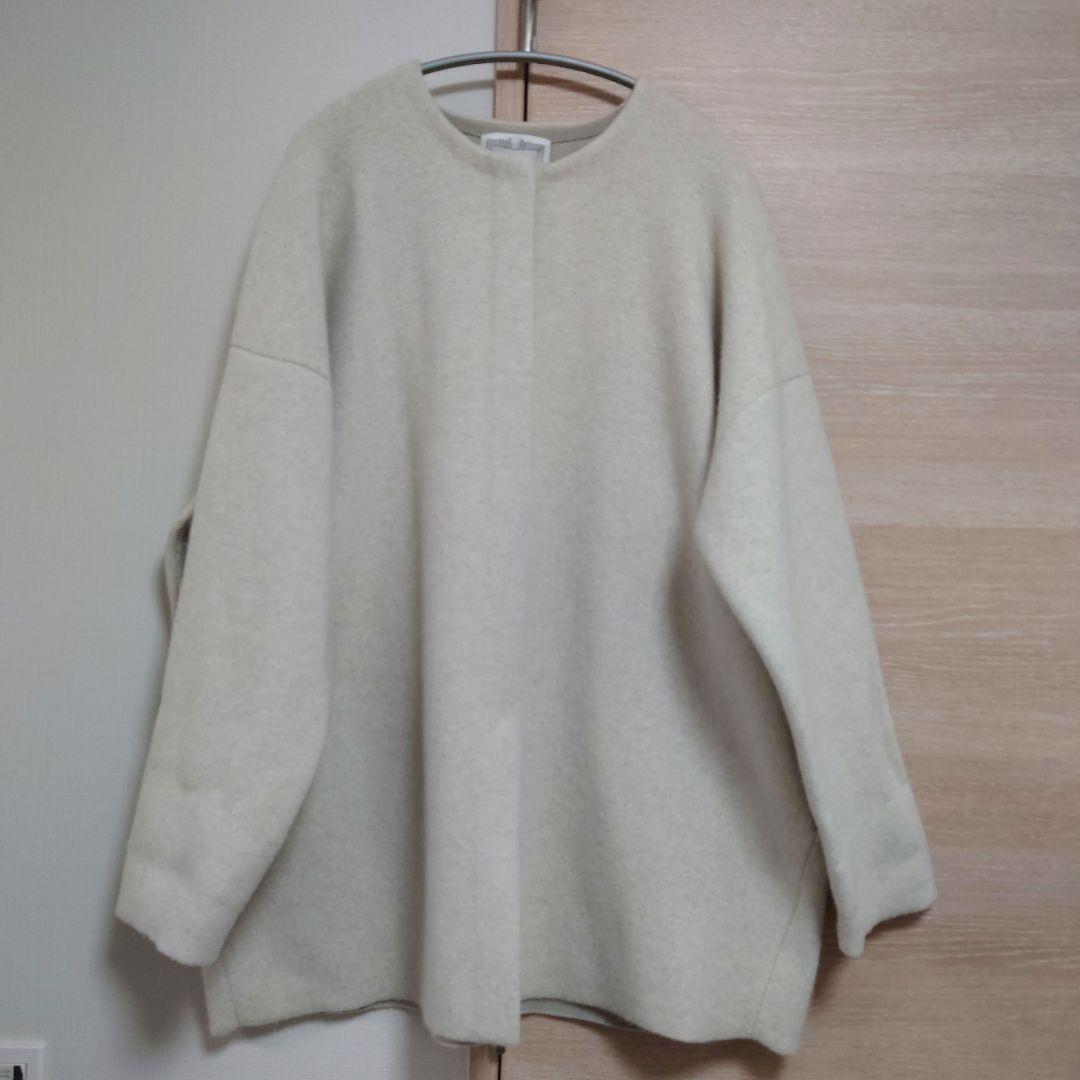 BEARDSLEY ビアズリー　洗えるニットコートアイボリー