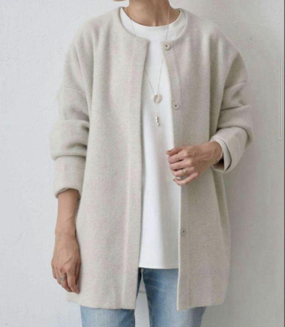 BEARDSLEY ビアズリー　洗えるニットコートアイボリー