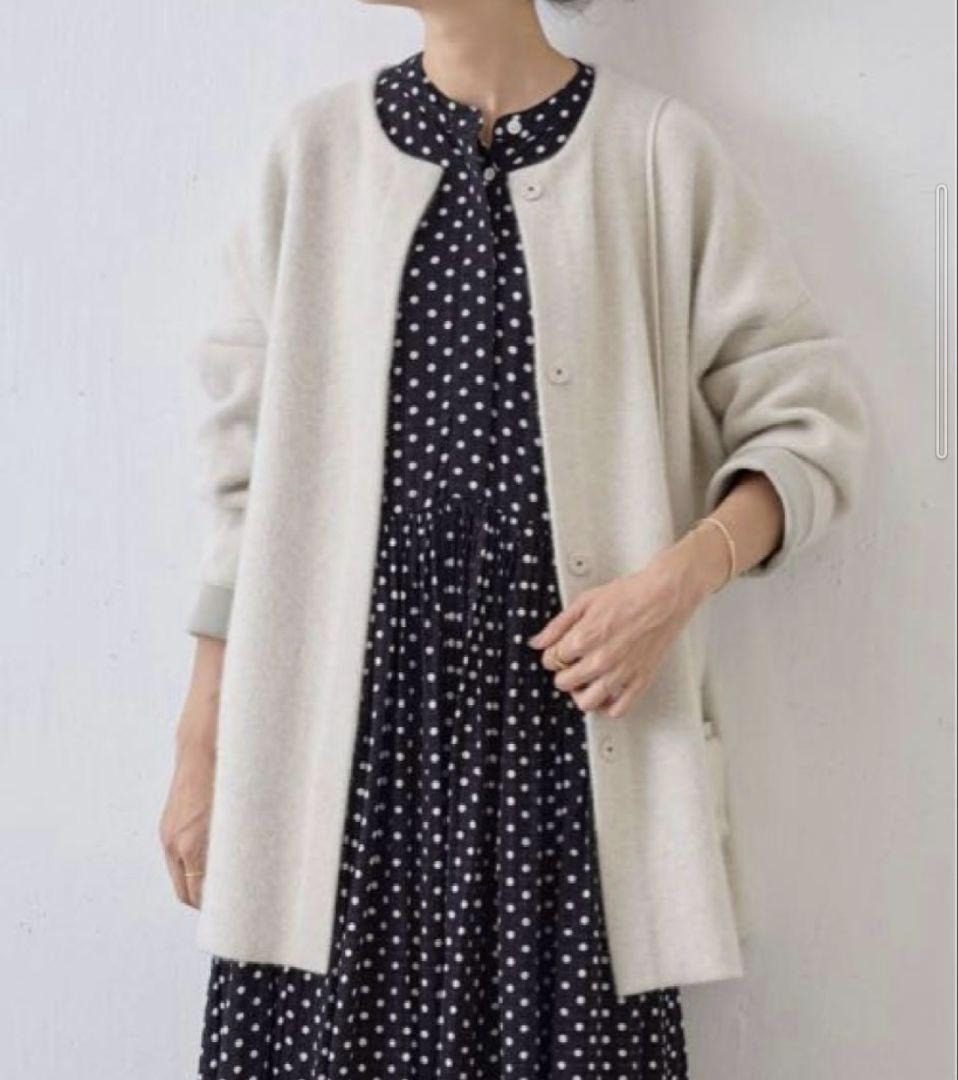 BEARDSLEY ビアズリー　洗えるニットコートアイボリー