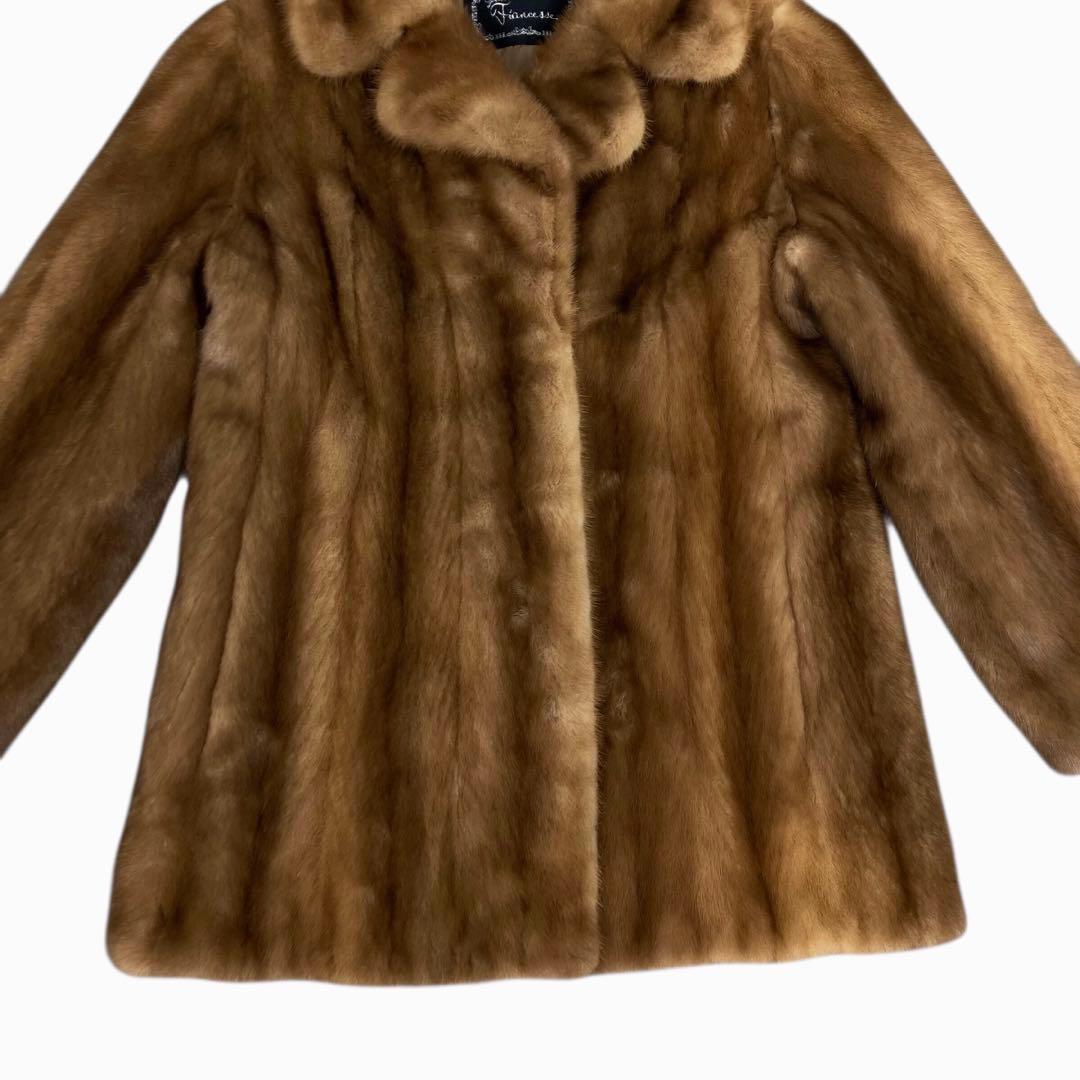 毛皮 ミンク ハーフコート ファー アウター ライトブラウン 9号