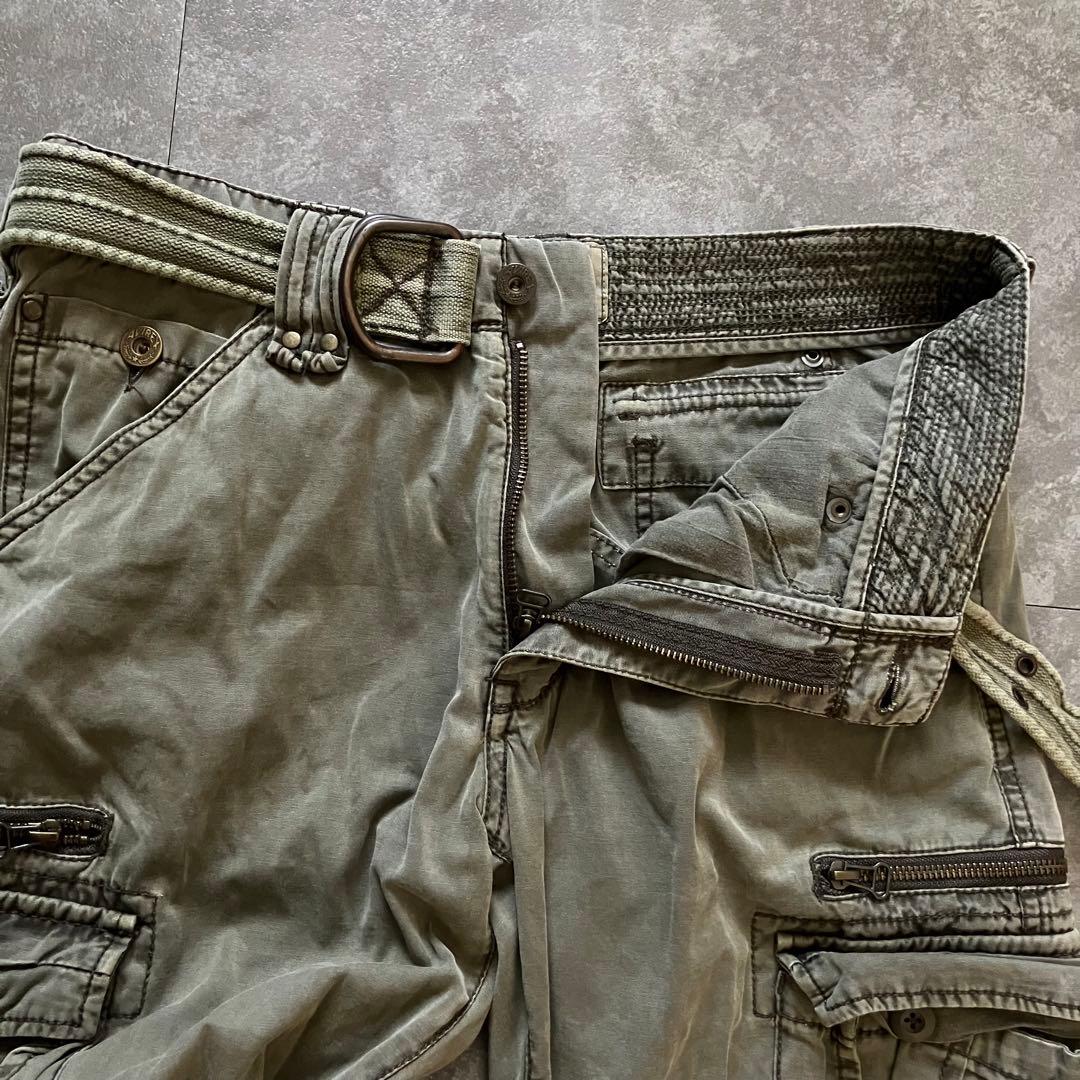avirex hem zip flared cargo pantsベルト付Y2K