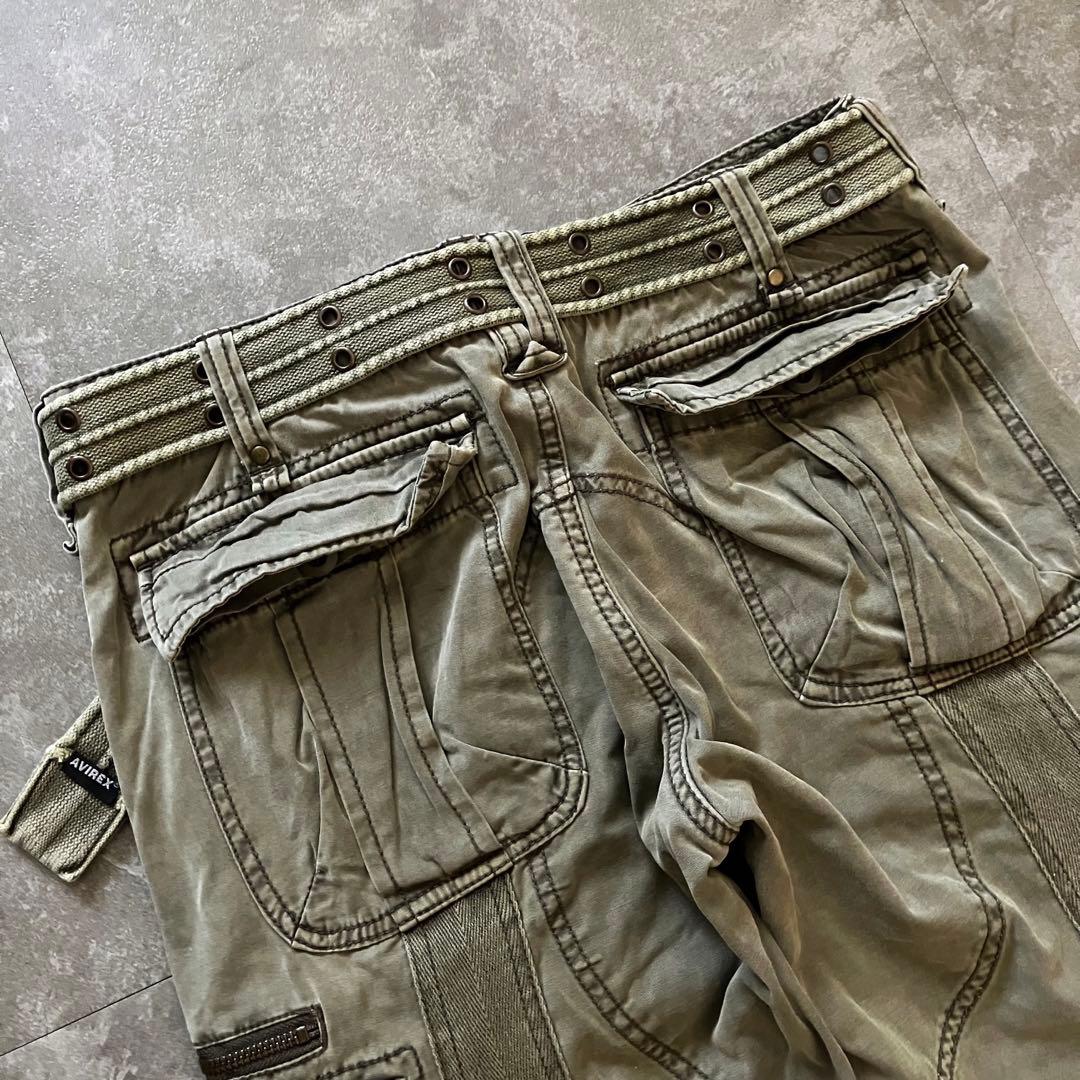 avirex hem zip flared cargo pantsベルト付Y2K